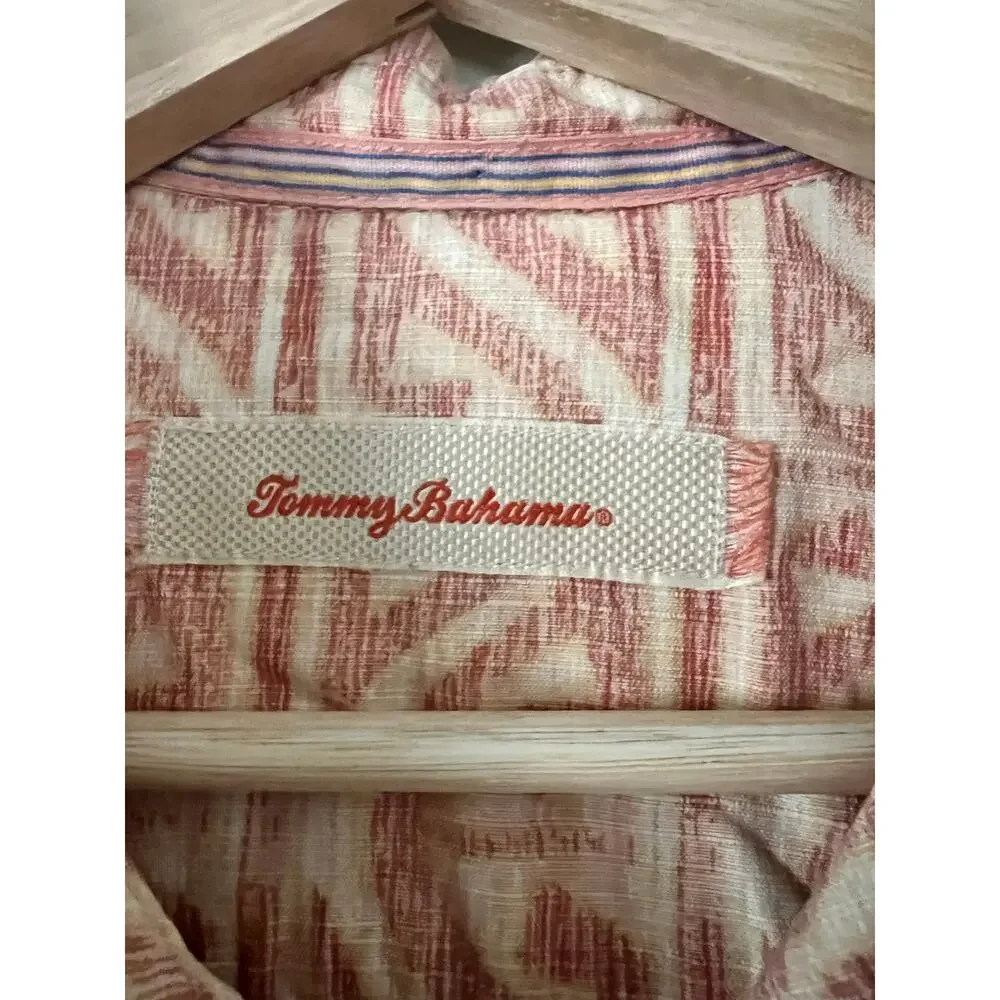 Tommy Bahama Men’s Silk‎ Hawaiian Tropical Tiki Button-Down Shirt Palm Camp M